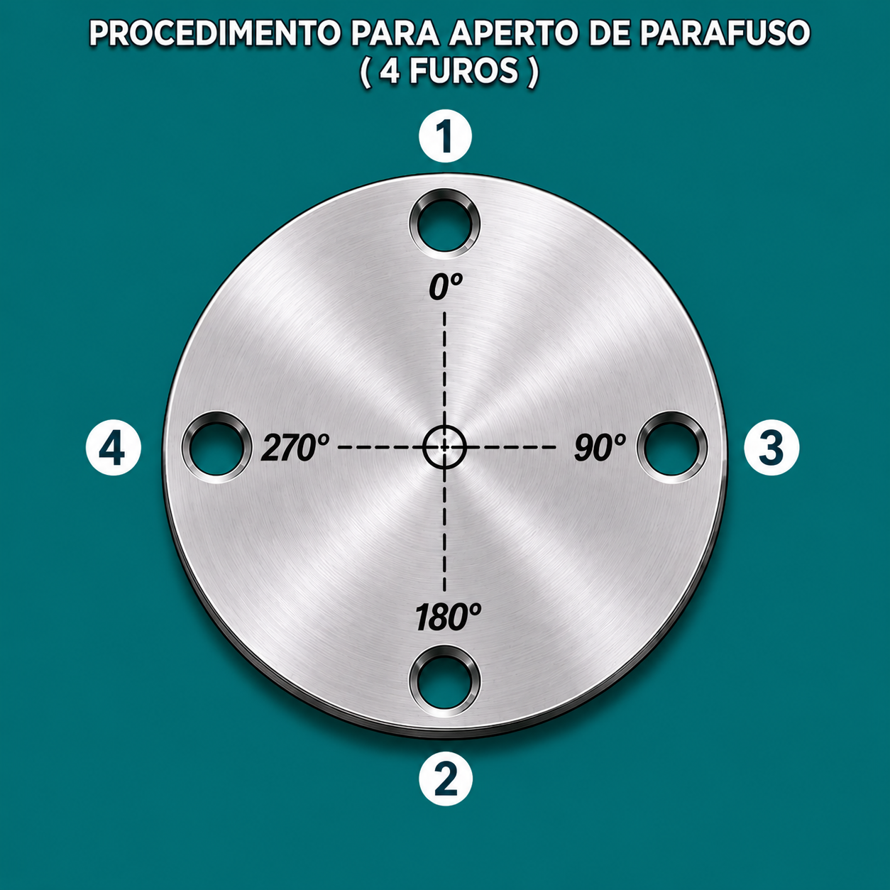 Procedimento para aperto de parafuso em flange de 4 furos